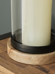 Black Extra Large Glass and Metal Hurricane Candle Holder - Image 3 of 4