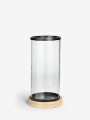 Black Extra Large Glass and Metal Hurricane Candle Holder - Image 4 of 4