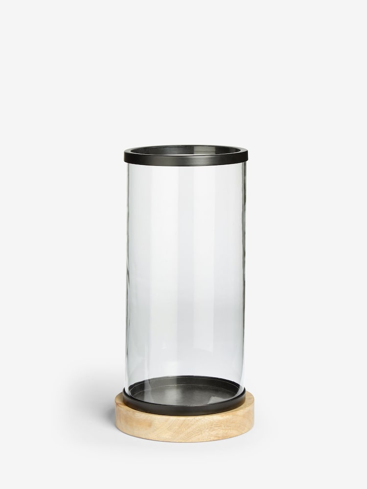 Black Extra Large Glass and Metal Hurricane Candle Holder - Image 4 of 4