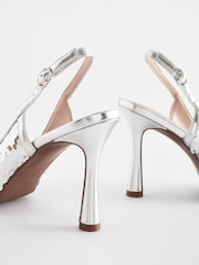Silver Forever Comfort® Sequin Point Toe Slingback Heels - Image 5 of 6