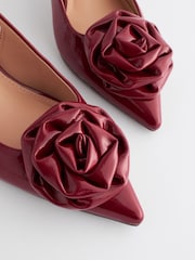 Red Standard/Wide Fit Forever Comfort® Patent Corsage Slingback Kitten Heels - Image 5 of 7