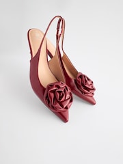 Red Standard/Wide Fit Forever Comfort® Patent Corsage Slingback Kitten Heels - Image 6 of 7
