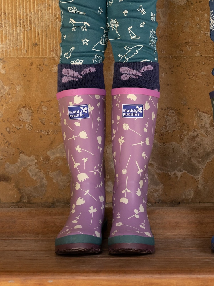 Muddy Puddles Purple Puddlestomper Wellies - Image 2 of 4 Muddy Puddles Purple Puddlestomper Wellies - Image 2 of 4