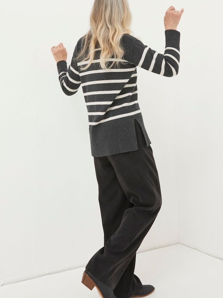 FatFace Grey Melanie Stripe Knitted Tunic - Image 2 of 5 FatFace Grey Melanie Stripe Knitted Tunic - Image 2 of 5