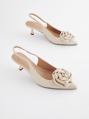 Bone Standard/Wide Fit Forever Comfort® Patent Corsage Slingback Kitten Heels - Image 1 of 7