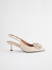 Bone Standard/Wide Fit Forever Comfort® Patent Corsage Slingback Kitten Heels - Image 2 of 7