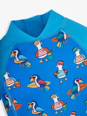 JoJo Maman Bébé Blue Toucan UPF 50 1-Piece Sun Protection Suit - Image 2 of 2