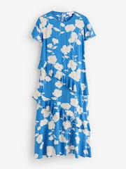 Finery Blue Petite Sierra Asymmetric Ruffle Midi Dress - Image 6 of 6