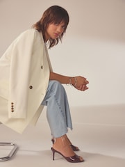 Burgundy Forever Comfort® Peep Toe Heeled Mules - Image 1 of 4