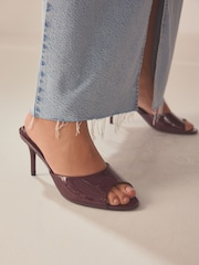Burgundy Forever Comfort® Peep Toe Heeled Mules - Image 3 of 4