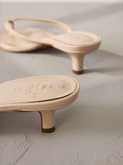 Camel Natural Premium Leather Toe Post Heeled Mules - Image 6 of 6