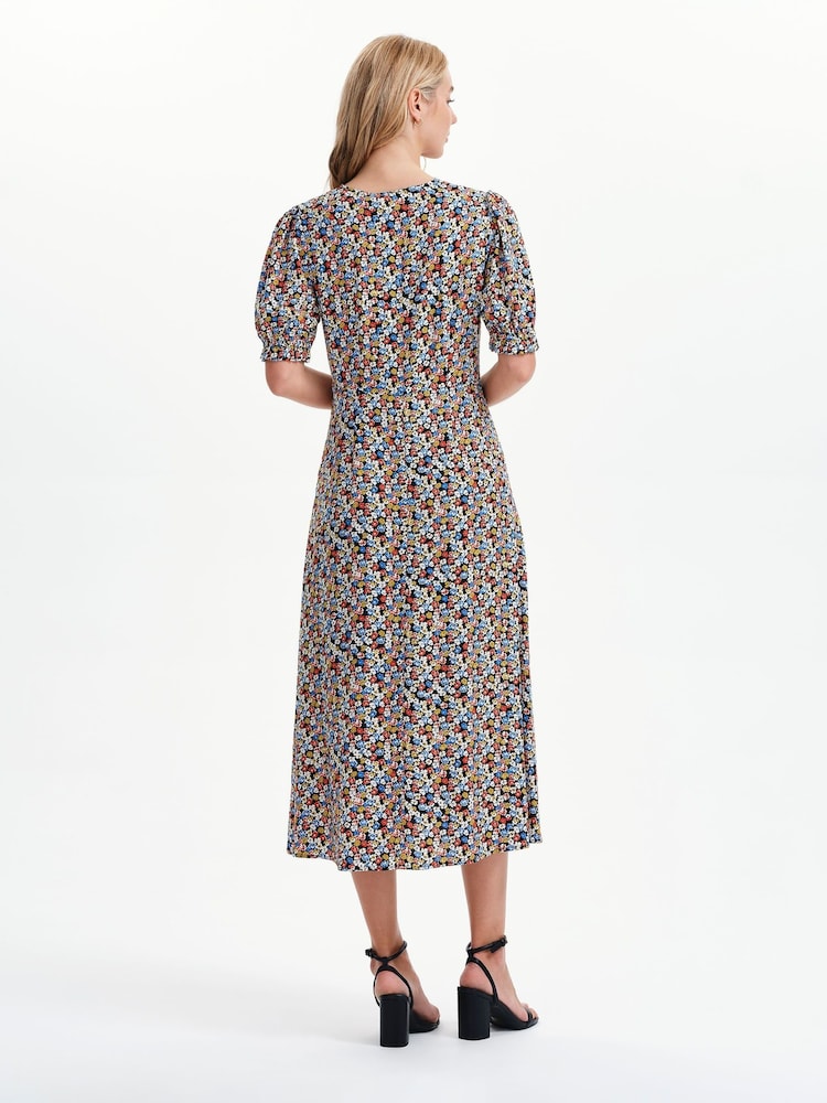 Finery Black Eilish Lace Trim Midi Dress - Image 2 of 5 Finery Black Eilish Lace Trim Midi Dress - Image 2 of 5