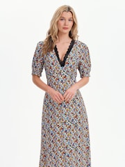 Finery Black Eilish Lace Trim Midi Dress - Image 3 of 5