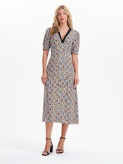 Finery Black Eilish Lace Trim Midi Dress - Image 4 of 5