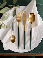 16 Piece Gold & Green Hartford Cutlery Set - Image 1 of 3