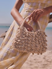 Natural Crochet Shell Handheld 100% Cotton Bag - Image 1 of 9