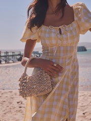 Natural Crochet Shell Handheld 100% Cotton Bag - Image 3 of 9