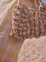 Natural Crochet Shell Handheld 100% Cotton Bag - Image 4 of 9