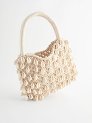 Natural Crochet Shell Handheld 100% Cotton Bag - Image 5 of 9