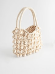 Natural Crochet Shell Handheld 100% Cotton Bag - Image 6 of 9