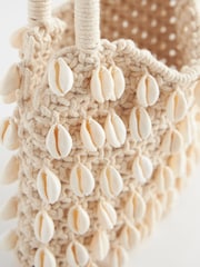 Natural Crochet Shell Handheld 100% Cotton Bag - Image 8 of 9