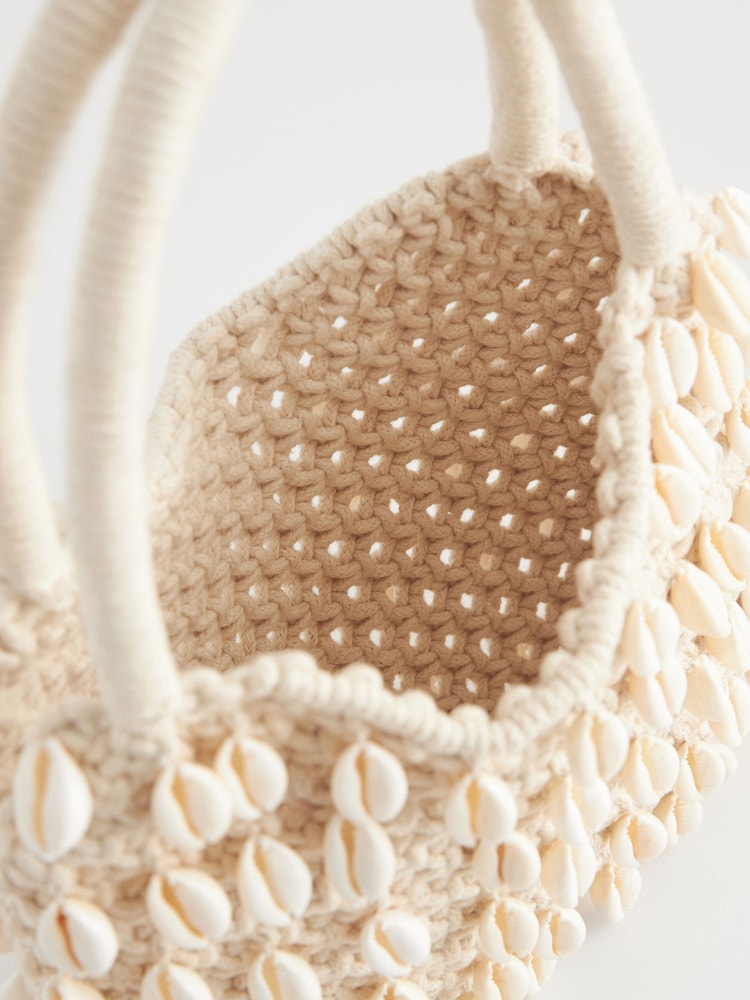 Natural Crochet Shell Handheld 100% Cotton Bag - Image 9 of 9