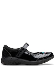 Clarks Black Patent Wide Fit (G) Relda Spark Mary Jane Patent Leather Kids Shoes - Image 1 of 1