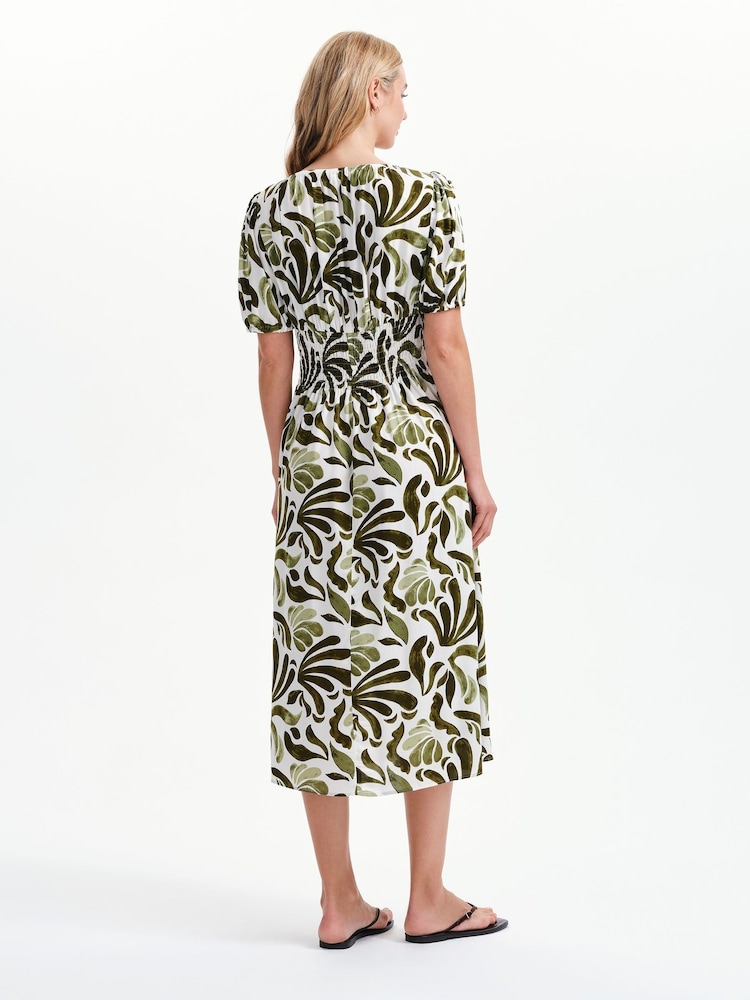 Finery Green Petite Dolly Abstract Print Midi Dress - Image 2 of 5 Finery Green Petite Dolly Abstract Print Midi Dress - Image 2 of 5