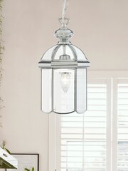 Searchlight Chrome Larch Glass Domed Pendant Ceiling Light - Image 1 of 3