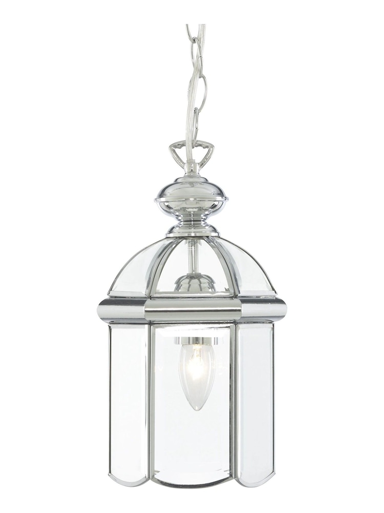 Searchlight Chrome Larch Glass Domed Pendant Ceiling Light - Image 2 of 3