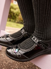 Clarks Black Leather Standard Fit (F) Relda Spark Mary Jane Leather Kids Shoes - Image 1 of 9