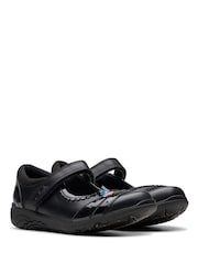 Clarks Black Leather Standard Fit (F) Relda Spark Mary Jane Leather Kids Shoes - Image 5 of 9