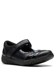 Clarks Black Leather Standard Fit (F) Relda Spark Mary Jane Leather Kids Shoes - Image 8 of 9