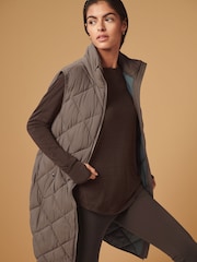 Mink Brown Longline Quilted Gilet - Image 3 of 8