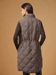 Mink Brown Longline Quilted Gilet - Image 4 of 8