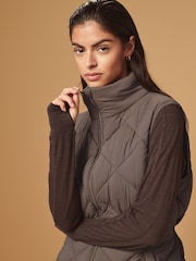 Mink Brown Longline Quilted Gilet - Image 5 of 8