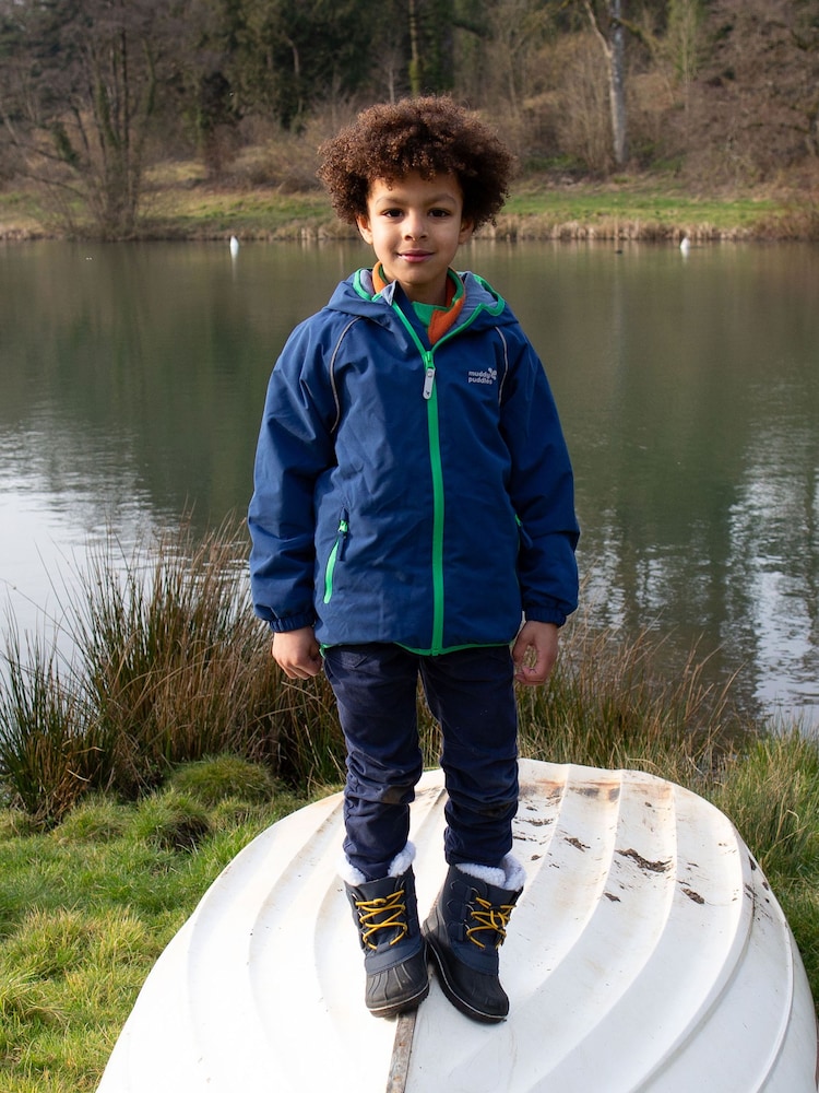 Muddy Puddles Navy Blue Waterproof EcoSplash Jacket - Image 1 of 7 Muddy Puddles Navy Blue Waterproof EcoSplash Jacket - Image 1 of 7