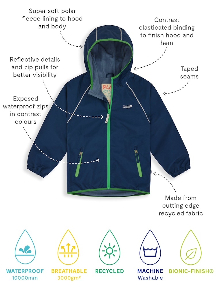 Muddy Puddles Navy Blue Waterproof EcoSplash Jacket - Image 7 of 7 Muddy Puddles Navy Blue Waterproof EcoSplash Jacket - Image 7 of 7