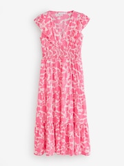 Finery Pink Petite Mattie V-Neck Tiered Midi Dress - Image 5 of 5