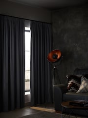 Steel Grey Cotton Blackout/Thermal Pencil Pleat Curtains - Image 3 of 7