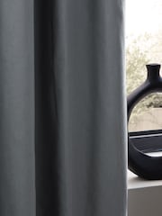 Steel Grey Cotton Blackout/Thermal Pencil Pleat Curtains - Image 4 of 7