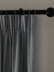 Steel Grey Cotton Blackout/Thermal Pencil Pleat Curtains - Image 5 of 7