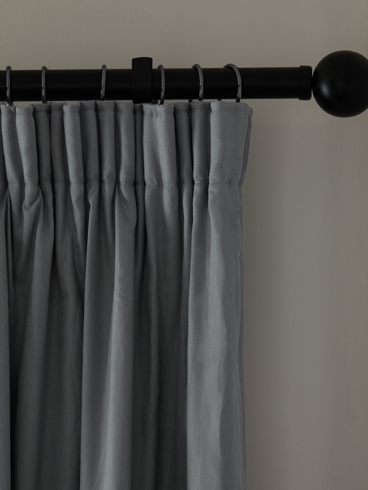 Steel Grey Cotton Blackout/Thermal Pencil Pleat Curtains - Image 5 of 7
