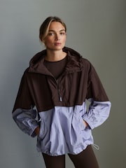 Brown/Lilac Quarter Zip Rain Jacket - Image 1 of 6