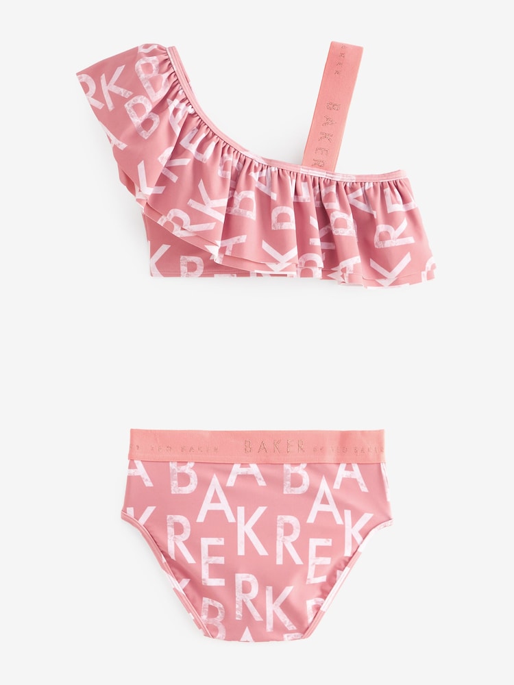 Koralowo-różowy - Bikini z falbanką i logo Baker by Ted Baker - Image 2 of 4