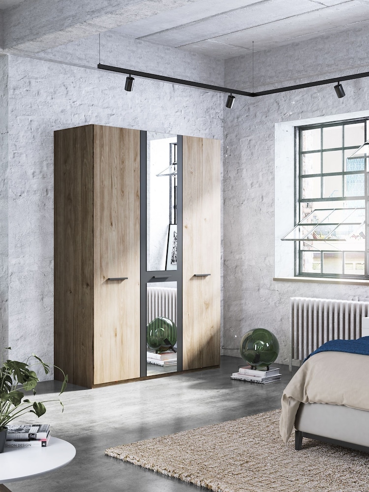 Wiemann Oak Jenson Matt and Mirror Semi Fitted Triple Wardrobe - Image 1 of 2