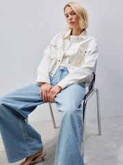 White 100% Cotton Western Rhinestone Jacket - Image 3 of 7