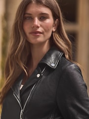 Black Premium Genuine Leather Biker Jacket - Image 5 of 8