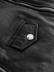 Black Premium Genuine Leather Biker Jacket - Image 7 of 8