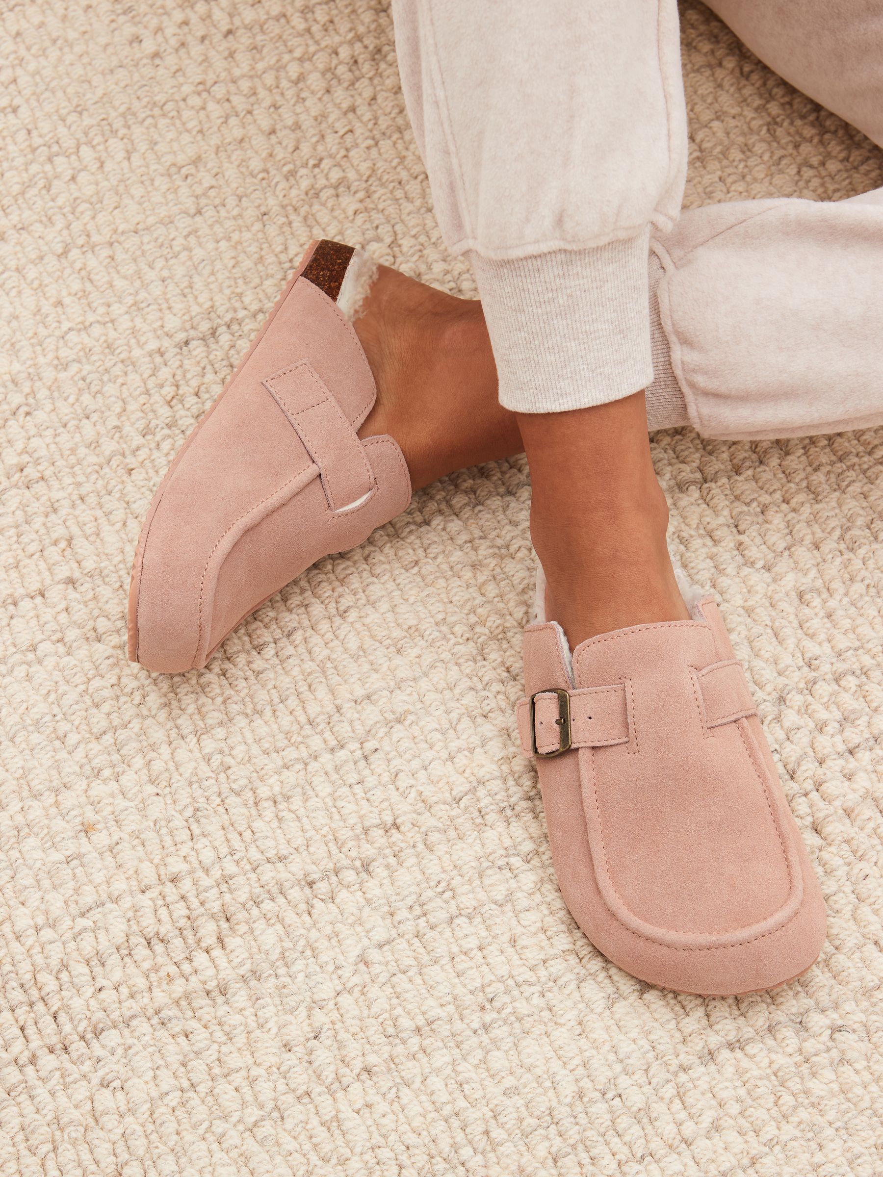 Buy Pink Suede Footbed Mules from Next Luxembourg